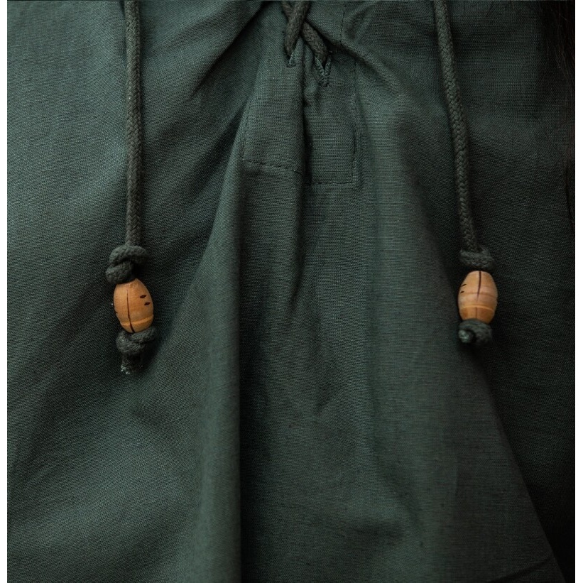 Chemise médiévale à col officier lacée Friedrich verte