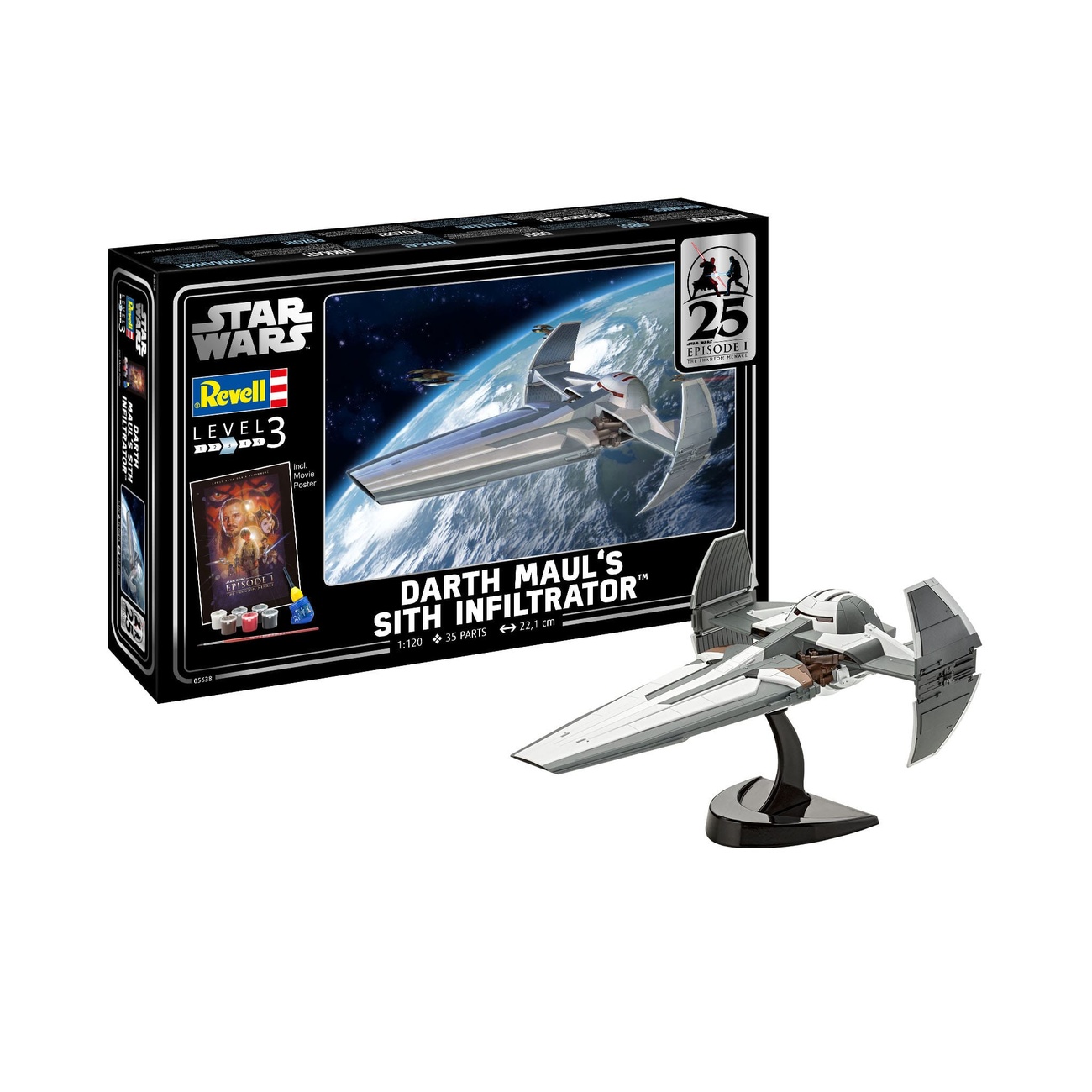 Star Wars Episode I model kit gift set 1/120 Darth Maul's Sith Infiltrator 22 cm