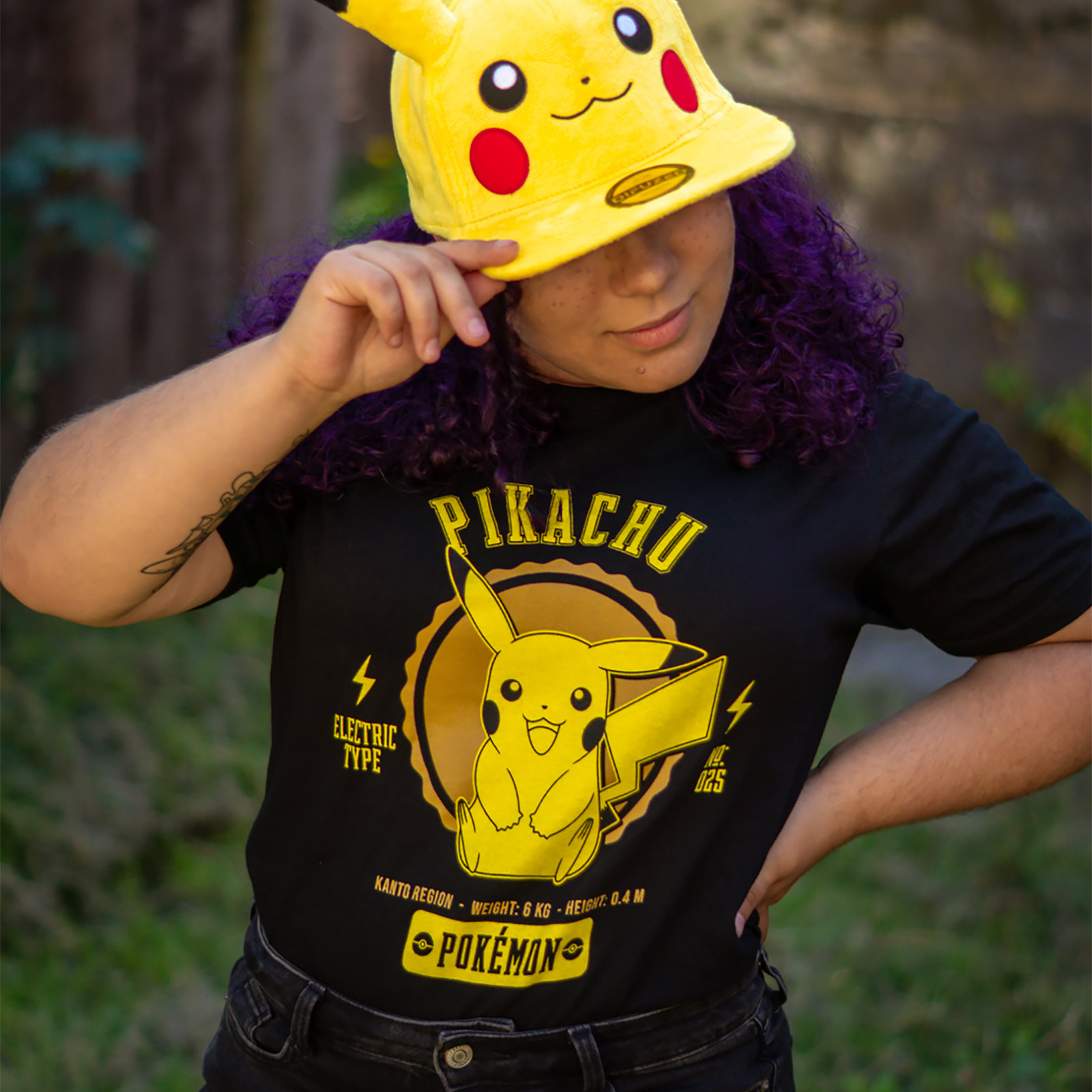 Pokemon - T-shirt universitaire Pikachu noir