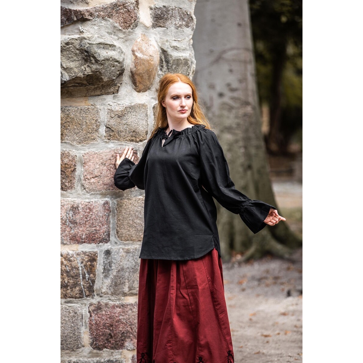 Middeleeuwse blouse Morgan zwart