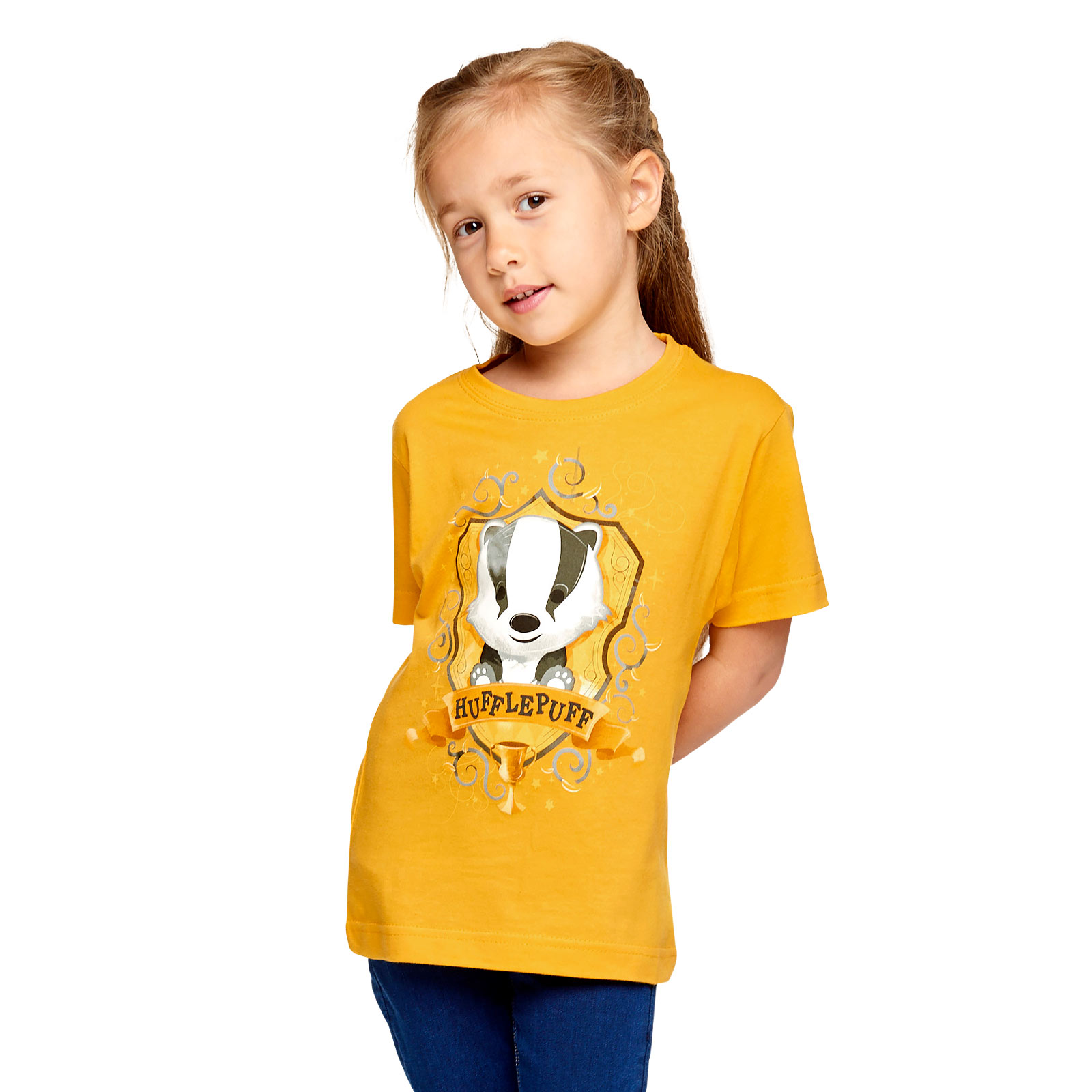 Maglietta Unisex Bambino Harry Potter Tassorosso - 100% Cotone - Taglie Da 1 A 13 Anni