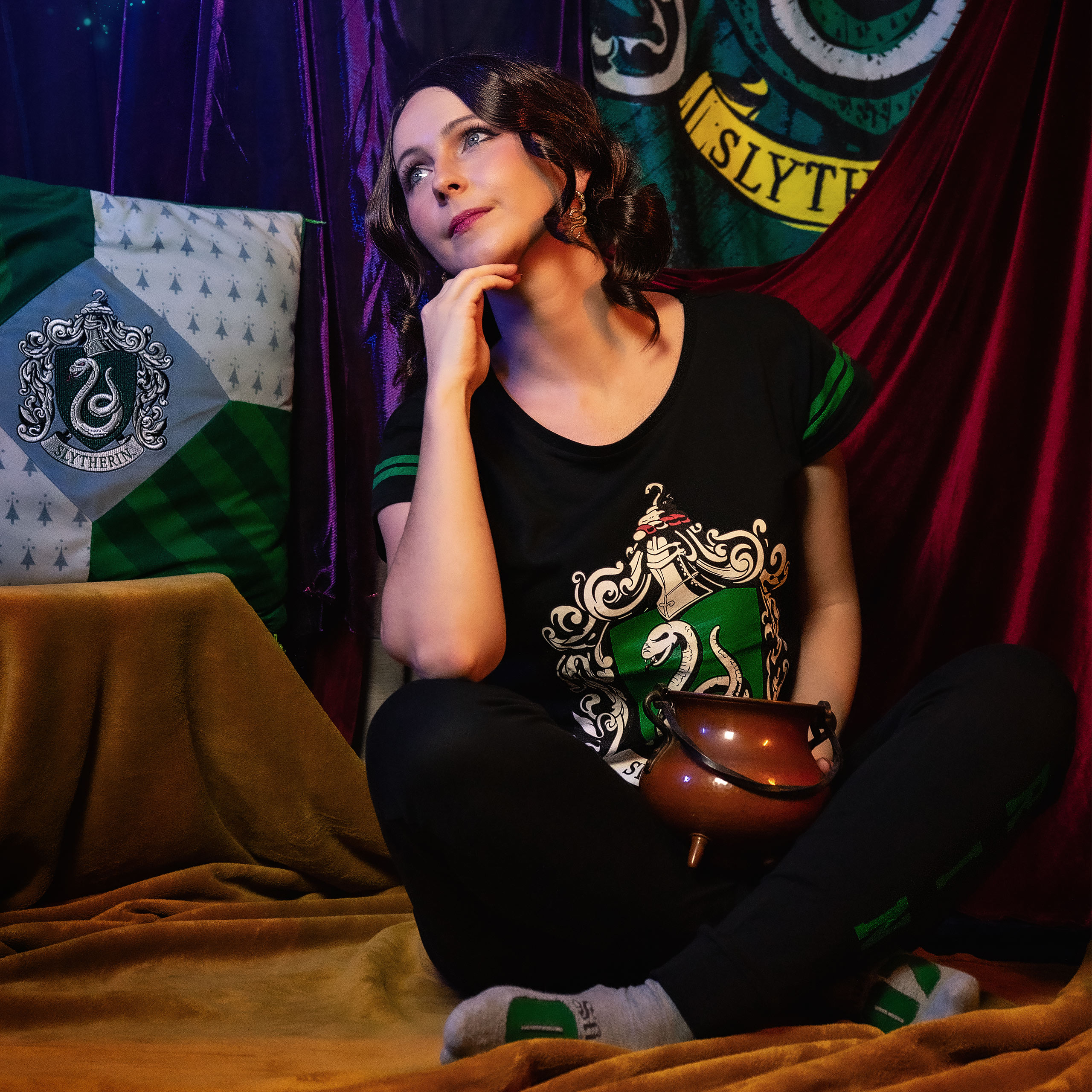 Pijama con escudo de Slytherin negro - Harry Potter