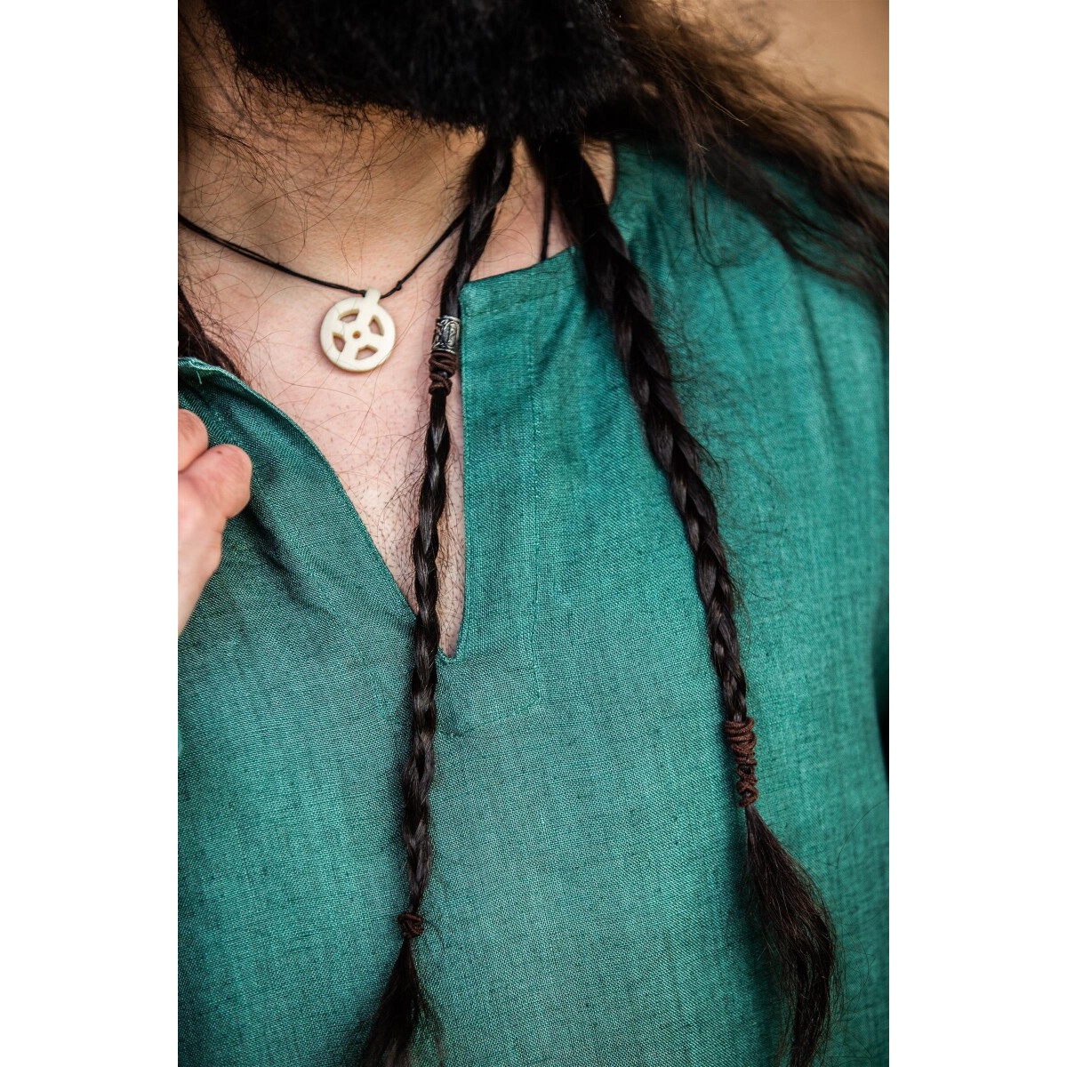 Túnica medieval de lino Halvar verde