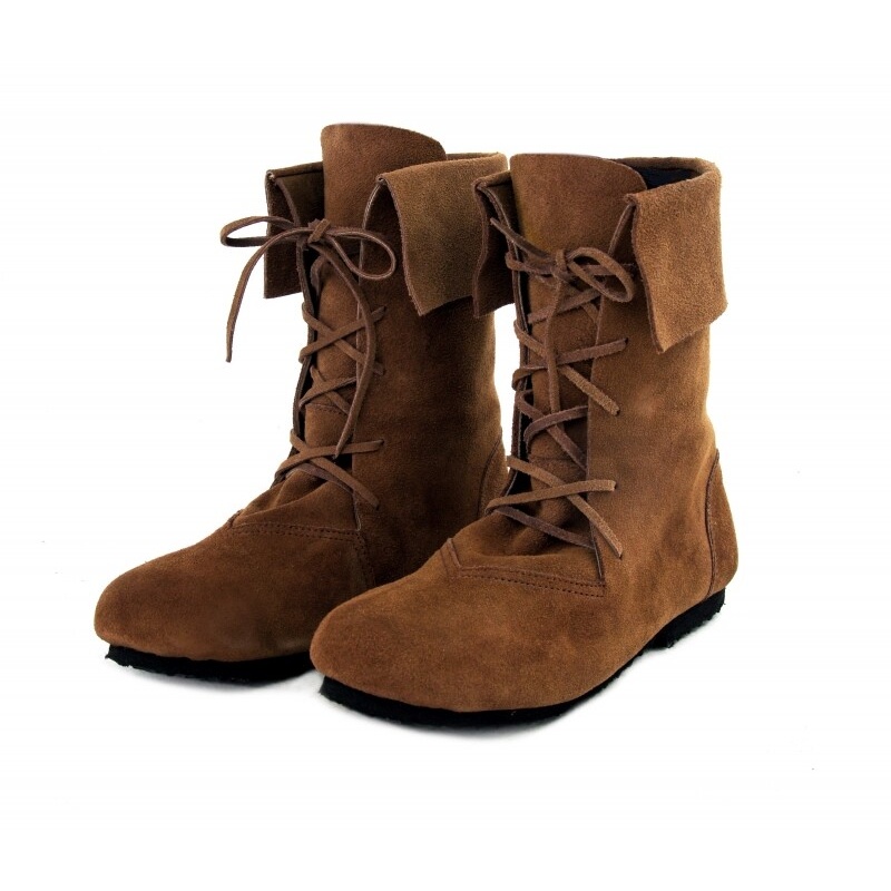 Stivali medievali Aurin con risvolto marrone