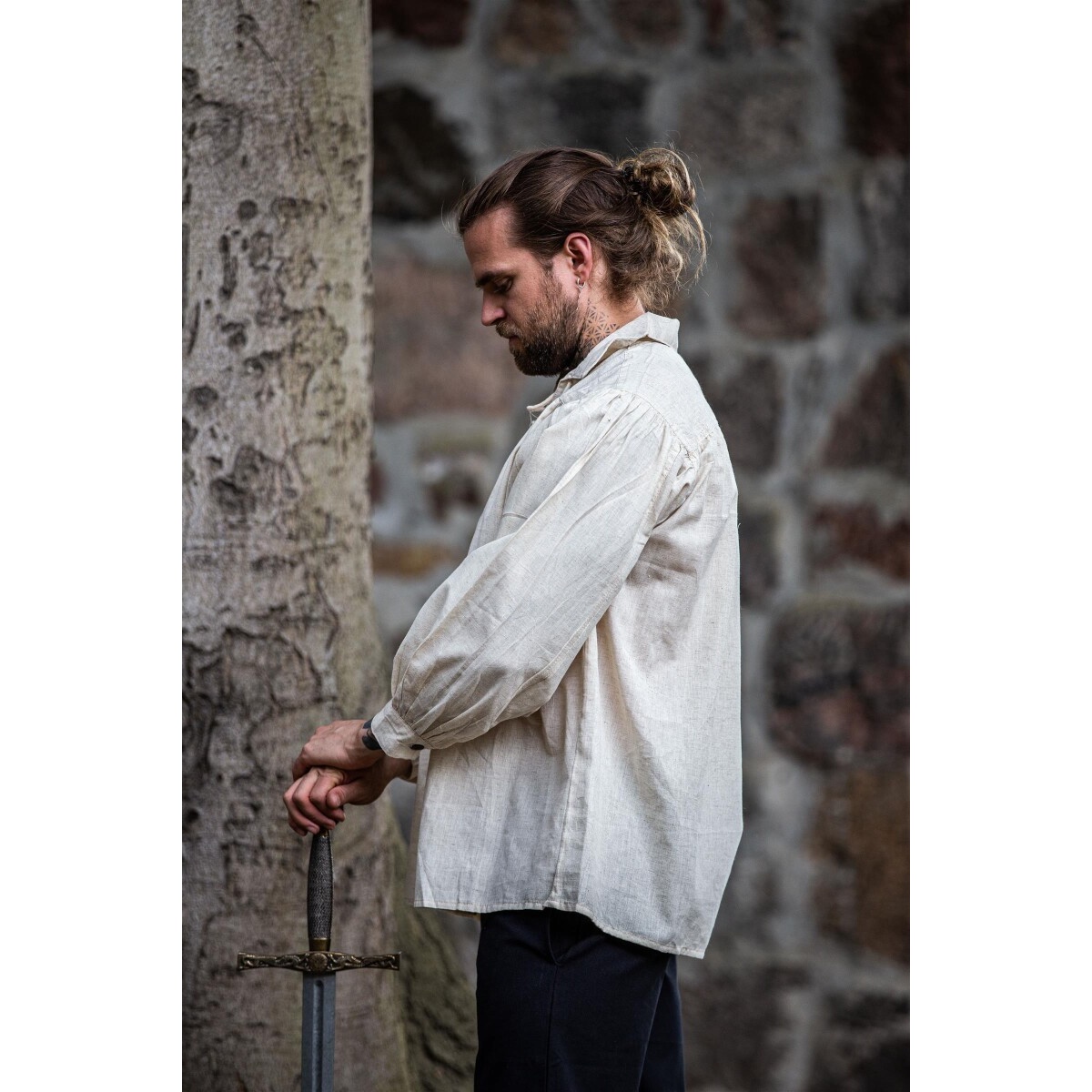 Middeleeuws veterhemd Arthur beige