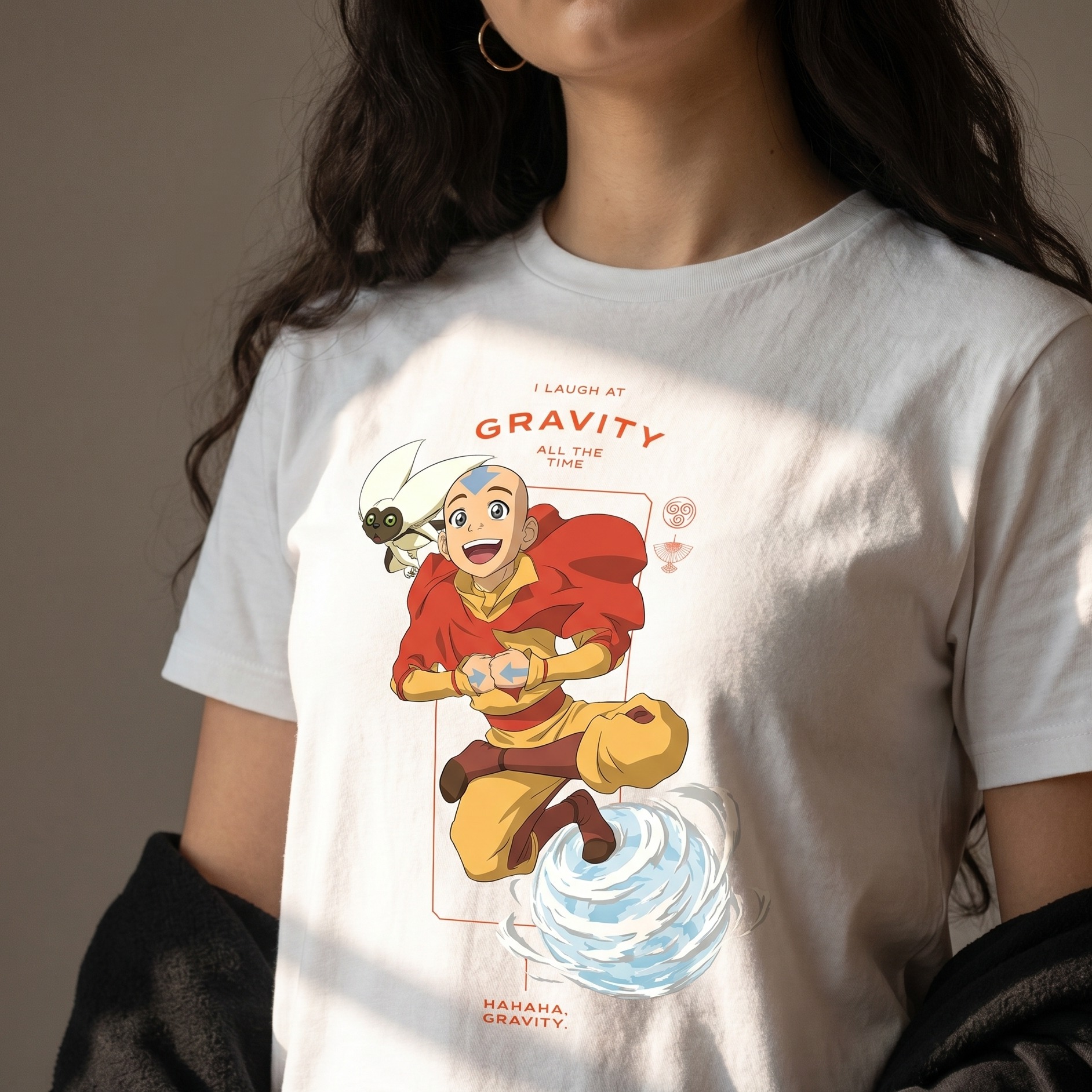 Avatar – T-shirt Aang Laugh at Gravity blanc