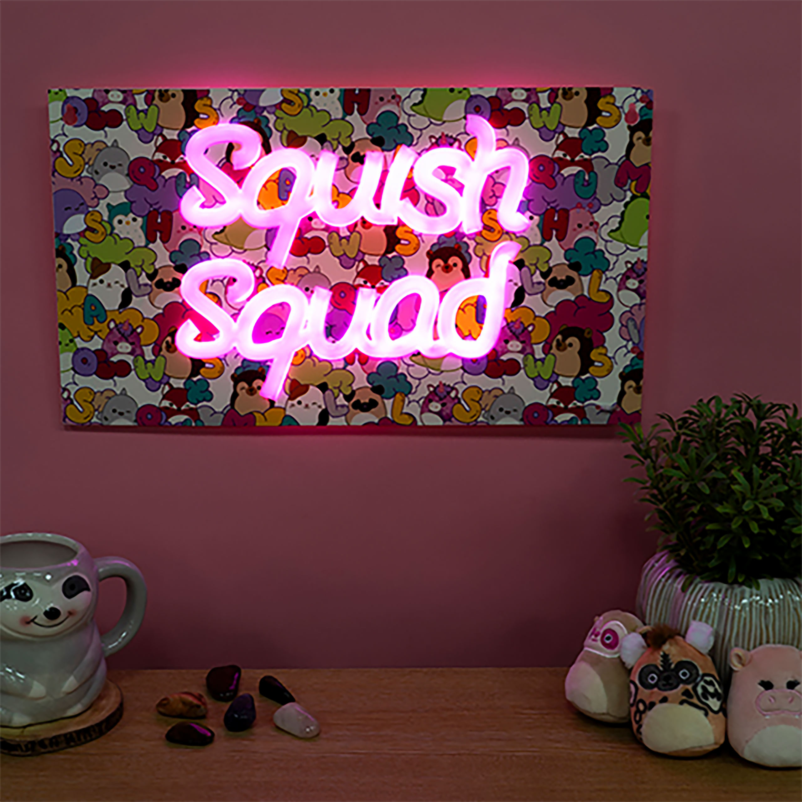 Squishmallows - Lampada da parete al neon Squish Squad