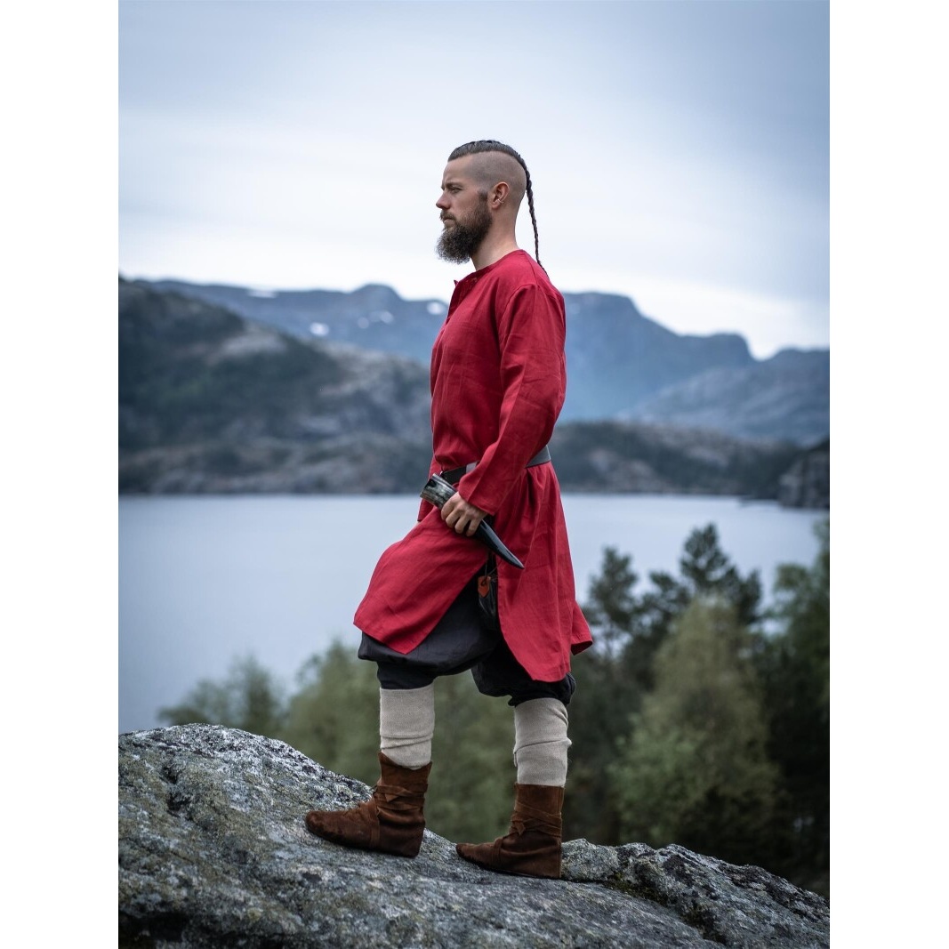 Średniowieczna lniana tunika Halvar czerwona