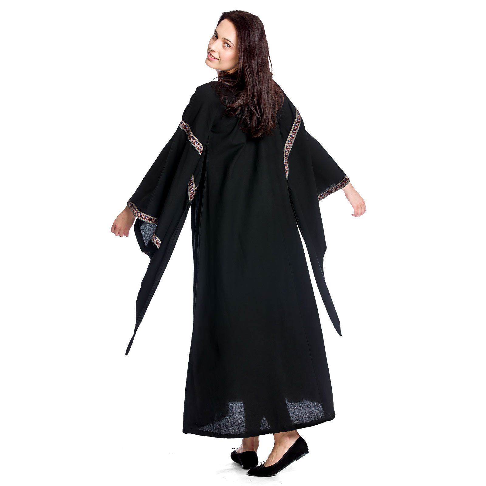 Middeleeuwse jurk Ida met trompetmouwen zwart
