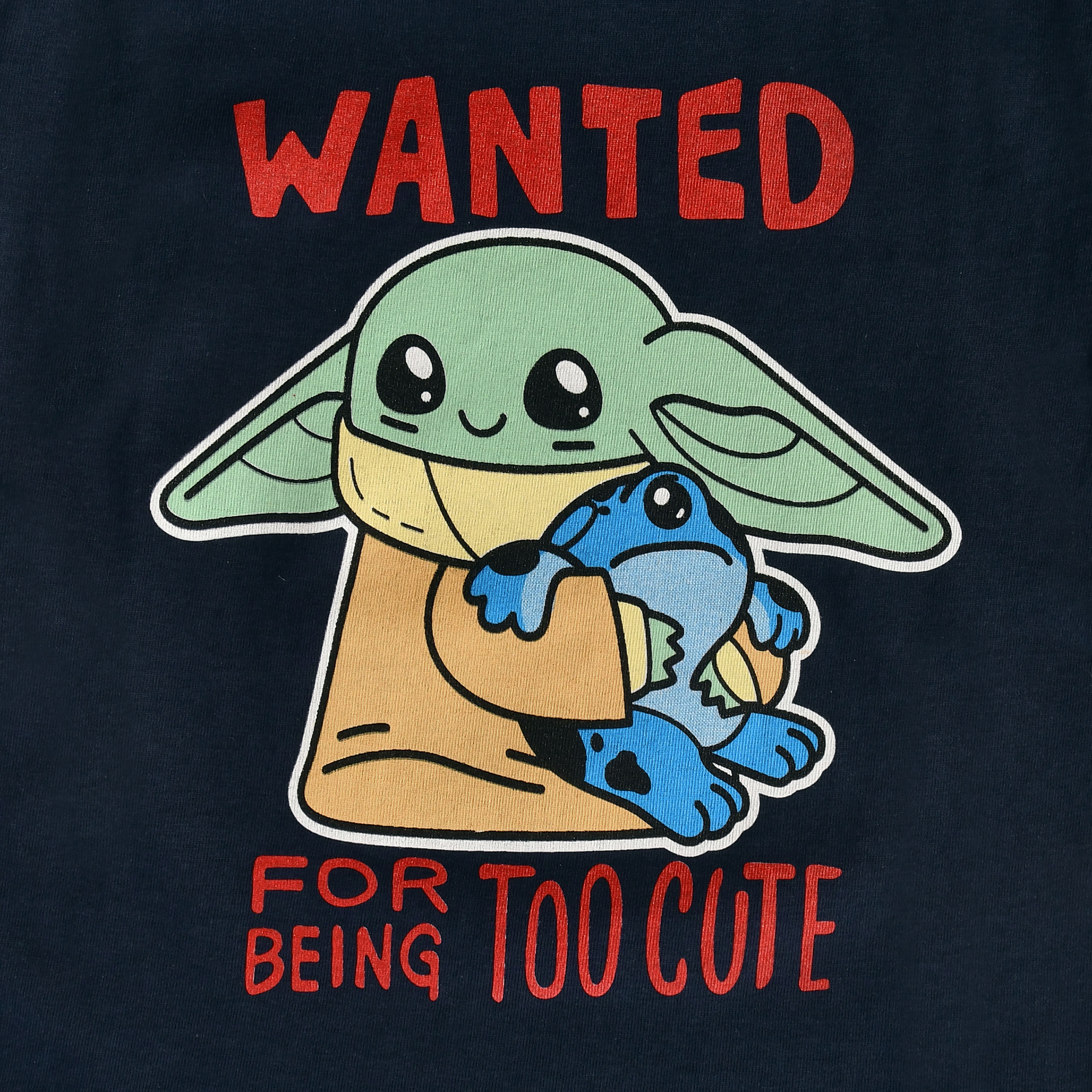 T-shirt Enfant Grogu Wanted Too Cute Bleu - Star Wars The Mandalorian