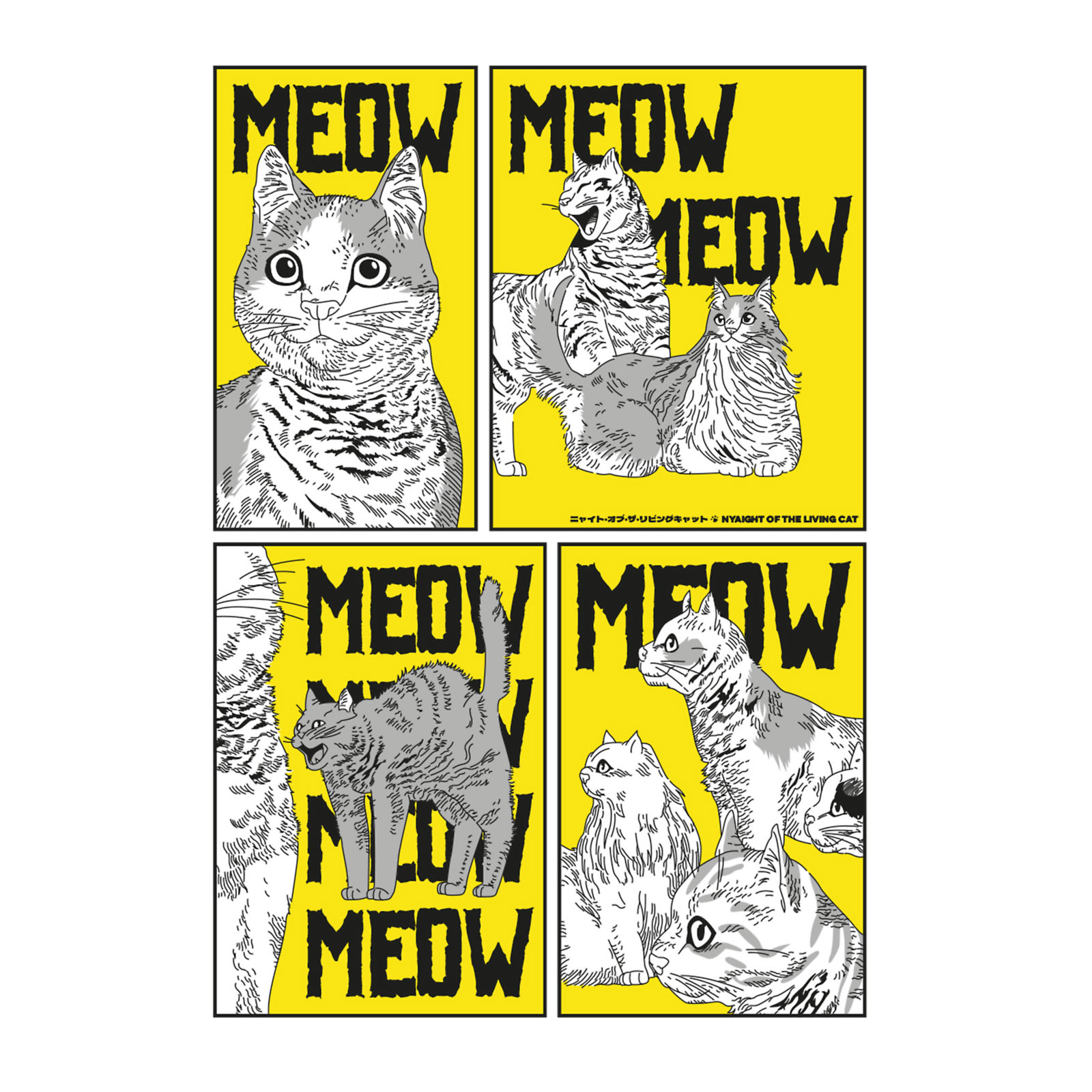 Meow T-shirt voor fans van Night of the Living Cat