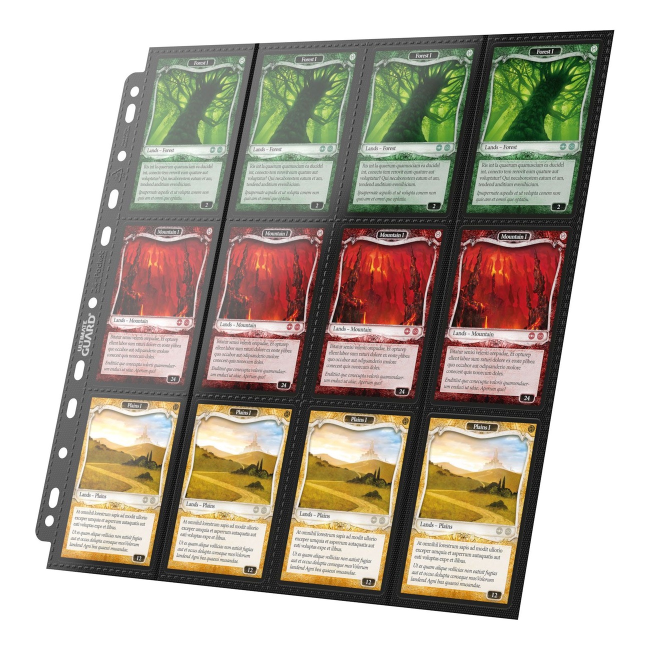 Ultimate Guard Hojas QuadRow de 24 Bolsillos Carga Lateral (10) - Negro