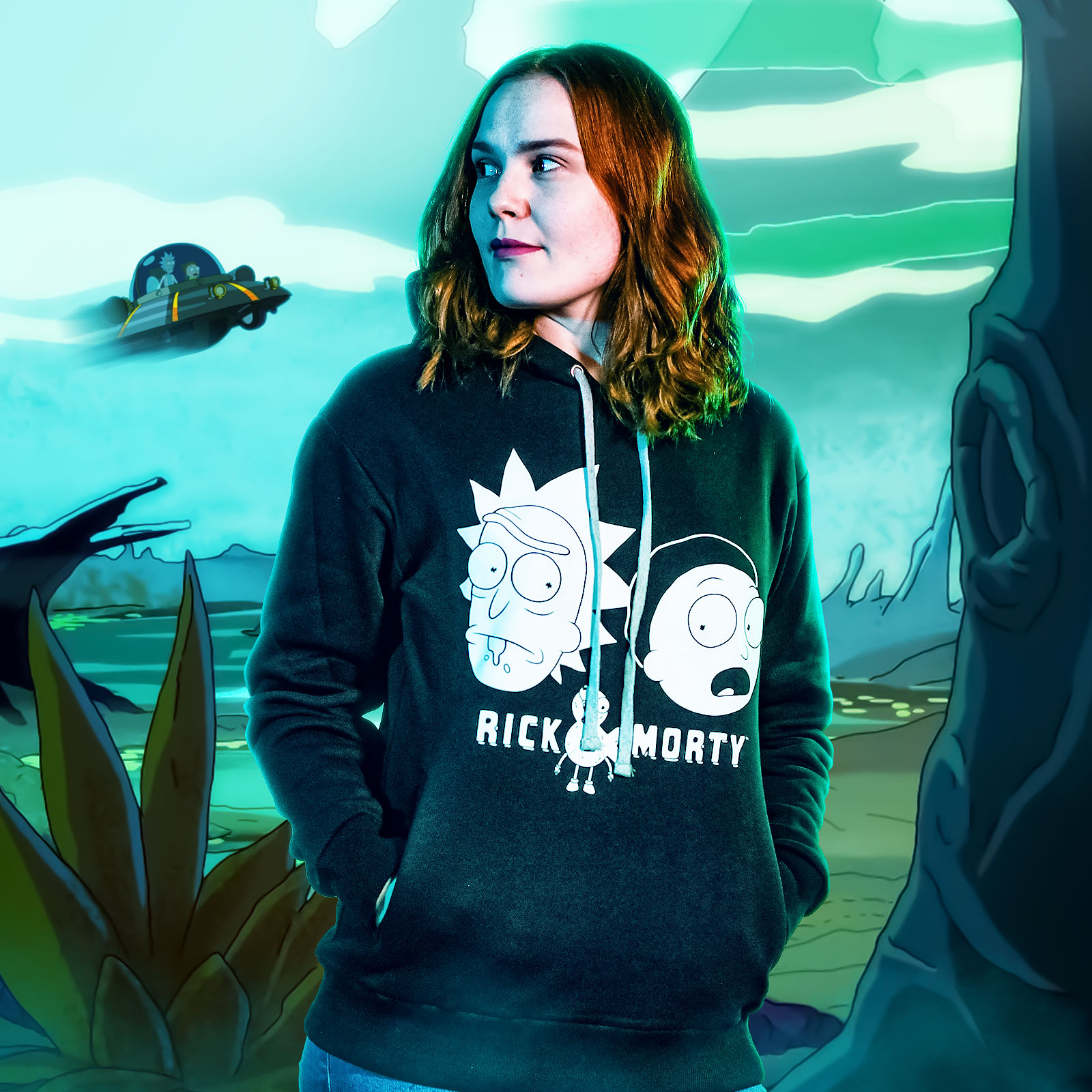 Rick and Morty - Faces Hoodie schwarz