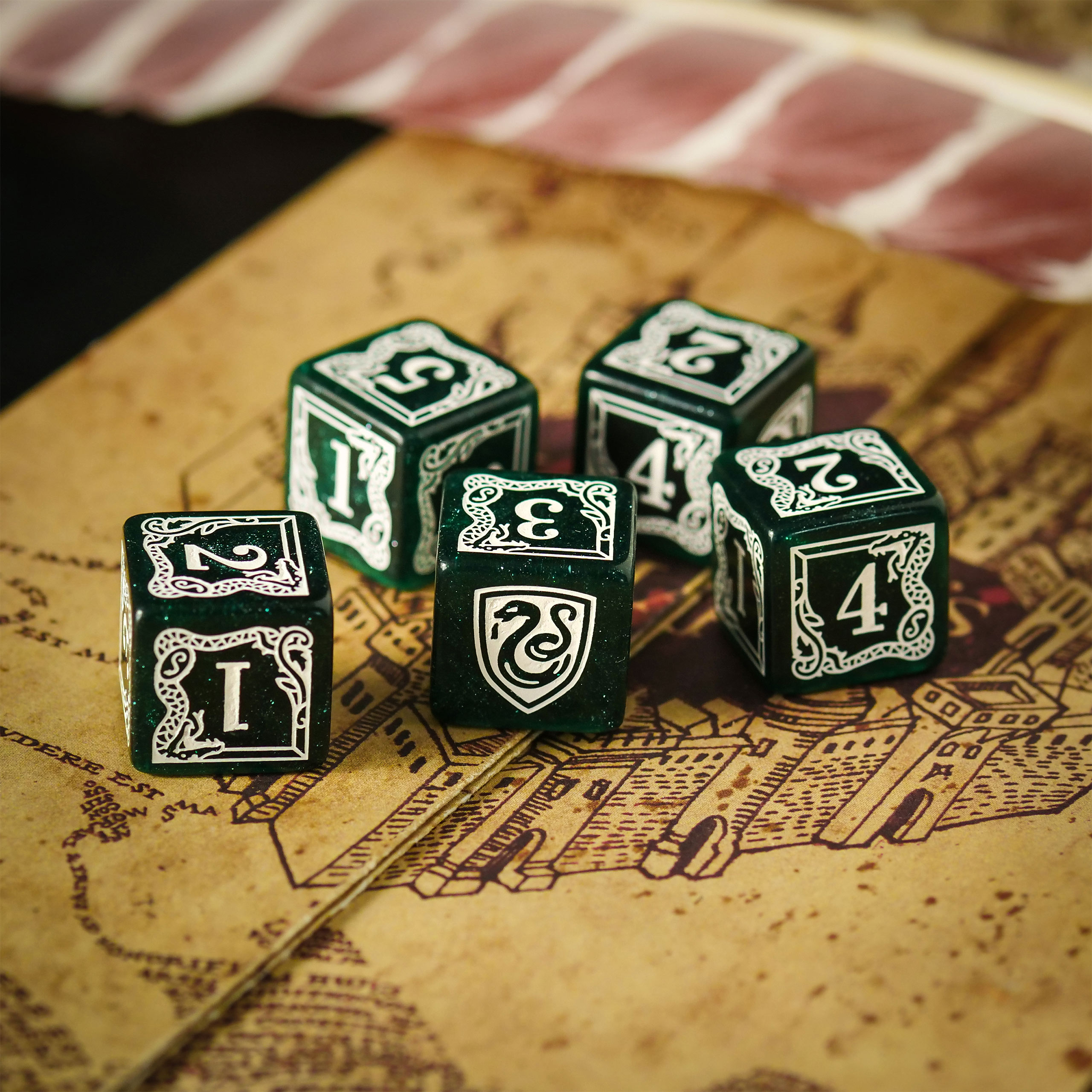 Harry Potter - Slytherin RPG Würfel Set 5tlg mit Würfelbeutel grün