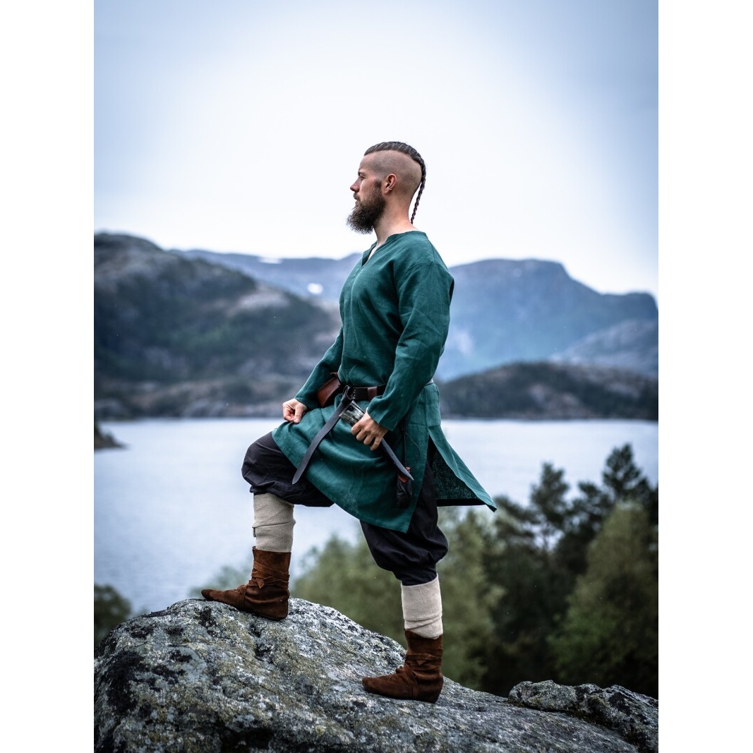 Túnica medieval de lino Halvar verde