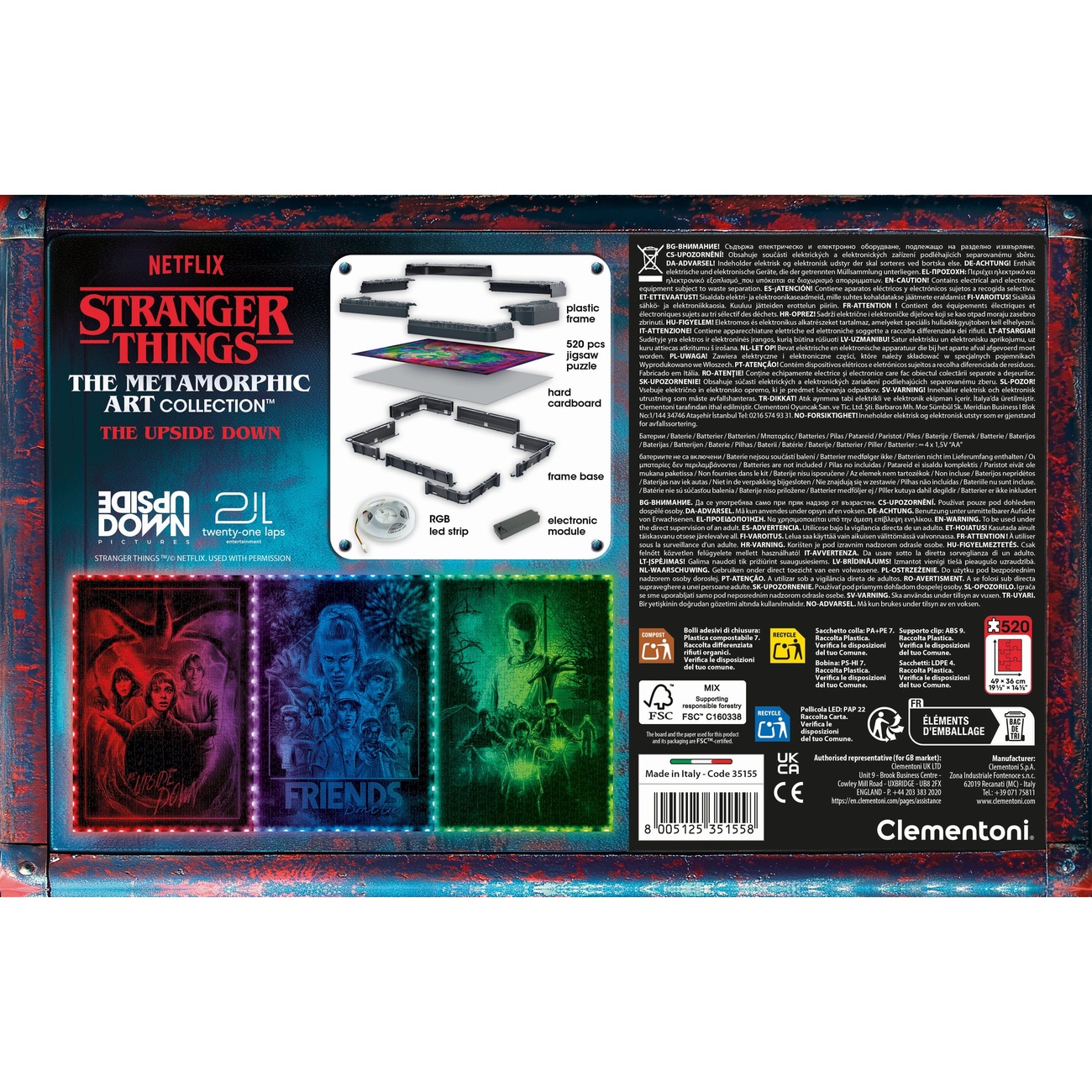 Stranger Things Metamorphic Art Collection puzzle con efecto luminoso The Upside (520 piezas)