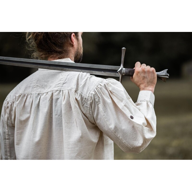 Camisa medieval con cuello alto y cordones Bruno beige
