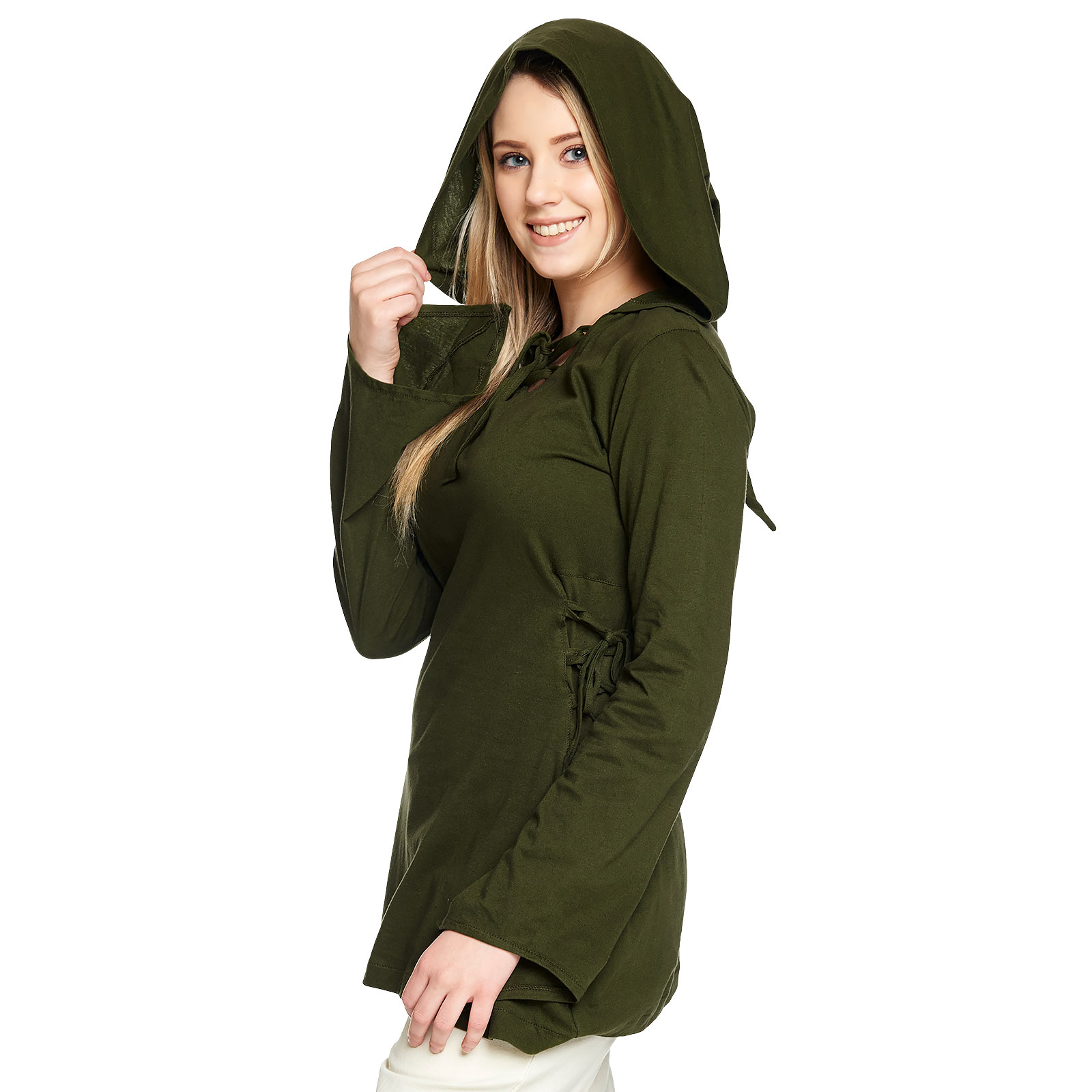 Medieval Blouse Lea with Hood Green