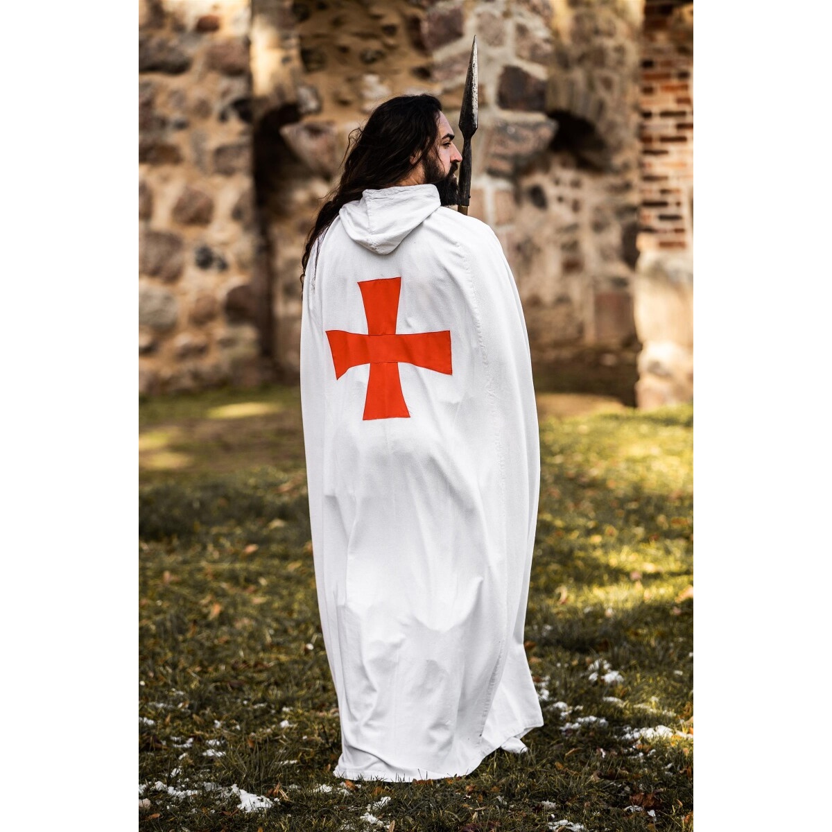Capa medieval de los Templarios Baldwin blanco-rojo