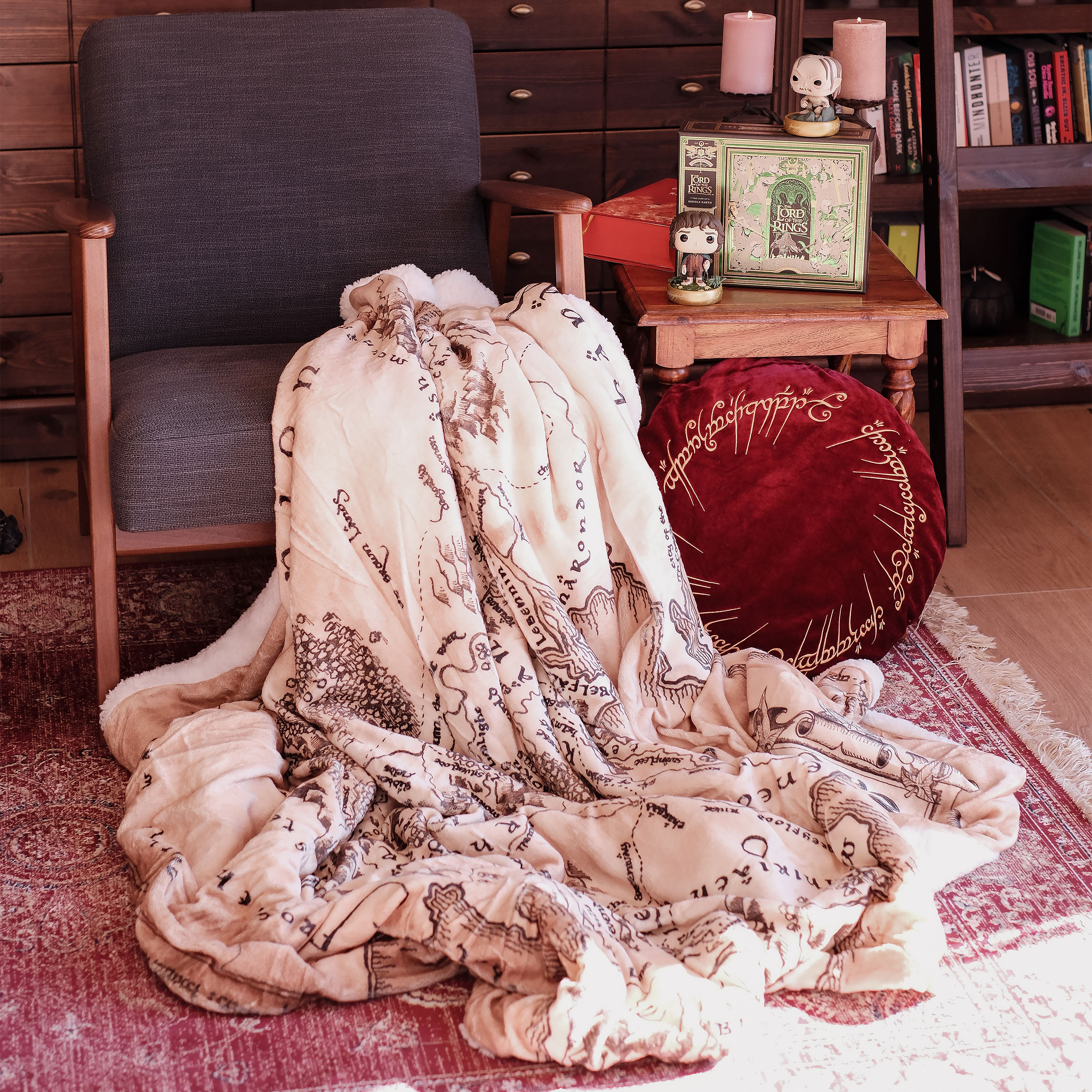 Der Herr der Ringe - Mittelerde Karte Flauschdecke mit Teddyfell