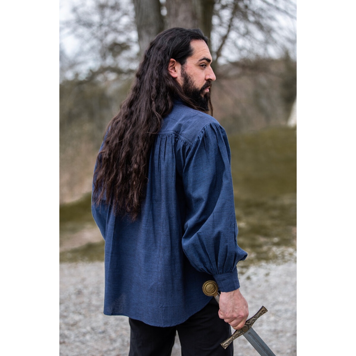 Camicia medievale Leopold blu