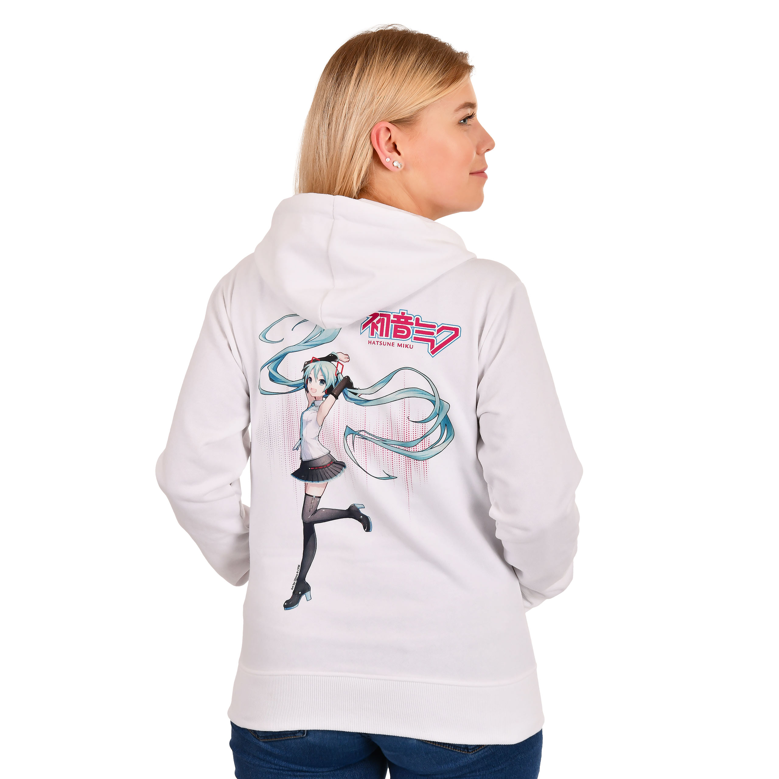 Chaqueta con capucha Hatsune Miku blanca