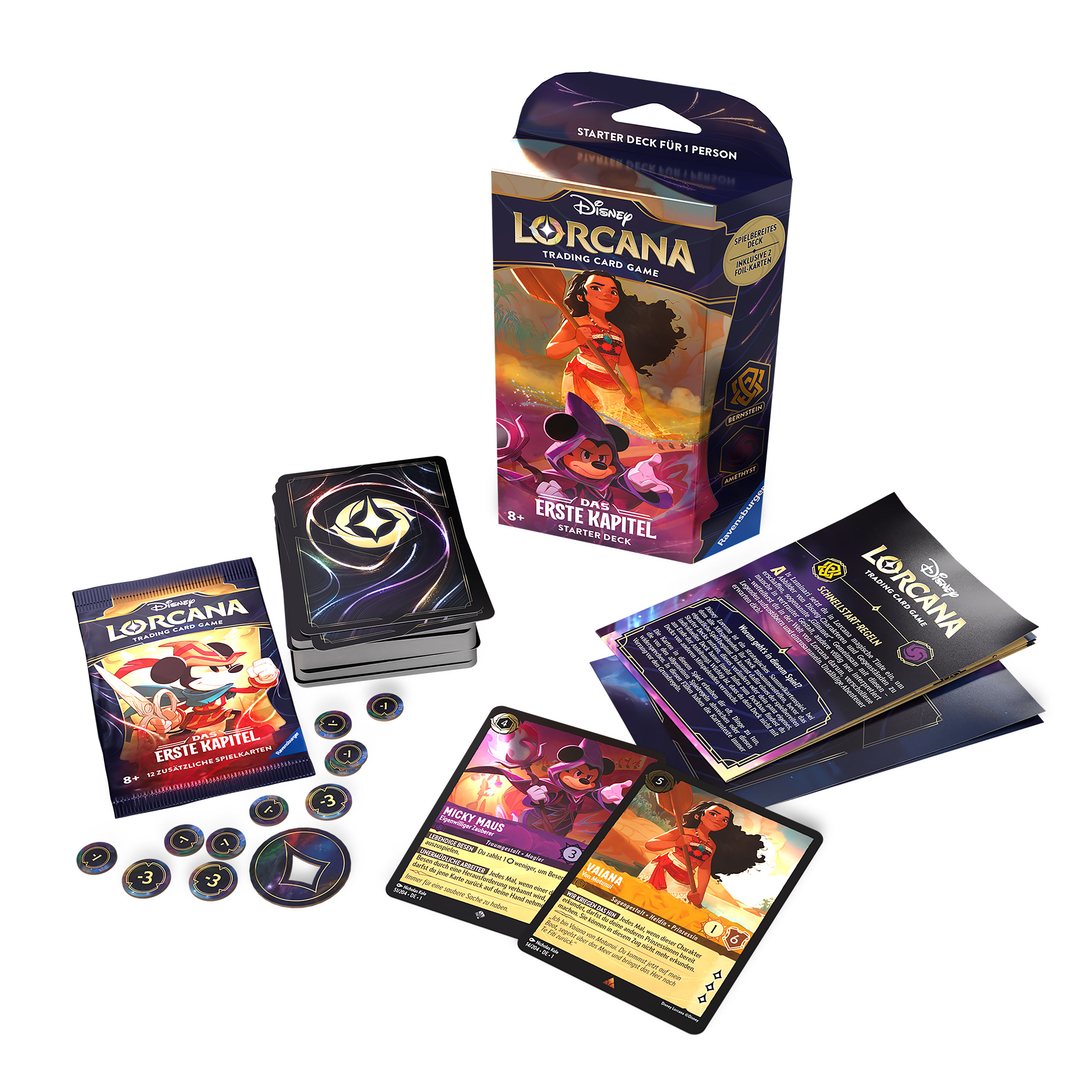 Disney Lorcana Bernstein und Amethyst Starterset - Das Erste Kapitel Trading Card Game