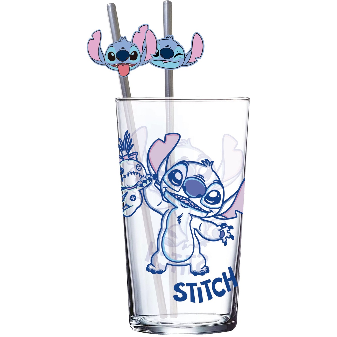 Lilo & Stitch Glass Tumbler with Straws Stitch 485 ml