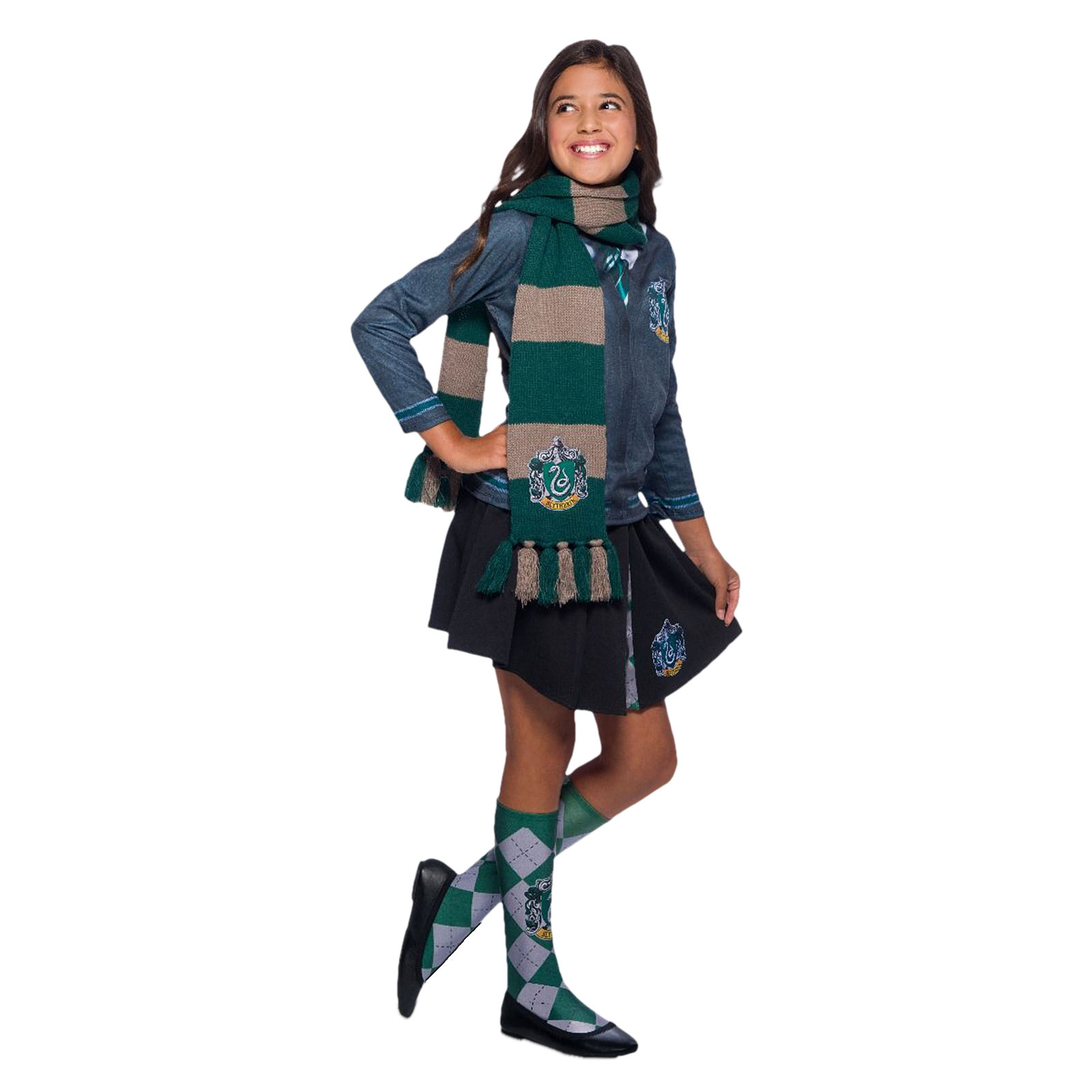 Harry Potter - Écharpe tricotée de costume avec blason de Slytherin
