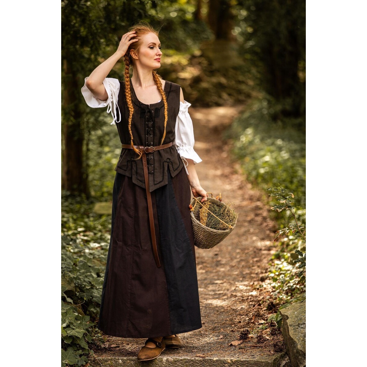 Średniowieczna kamizelka gorsetowa Selma ciemnobrązowa