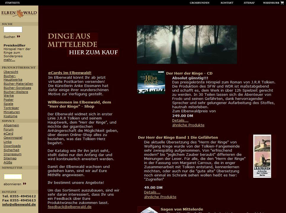 Die erste Elbenwald-Website, 2000
