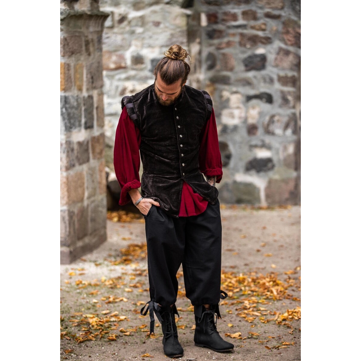 Pantaloni medievali al ginocchio Vincent neri