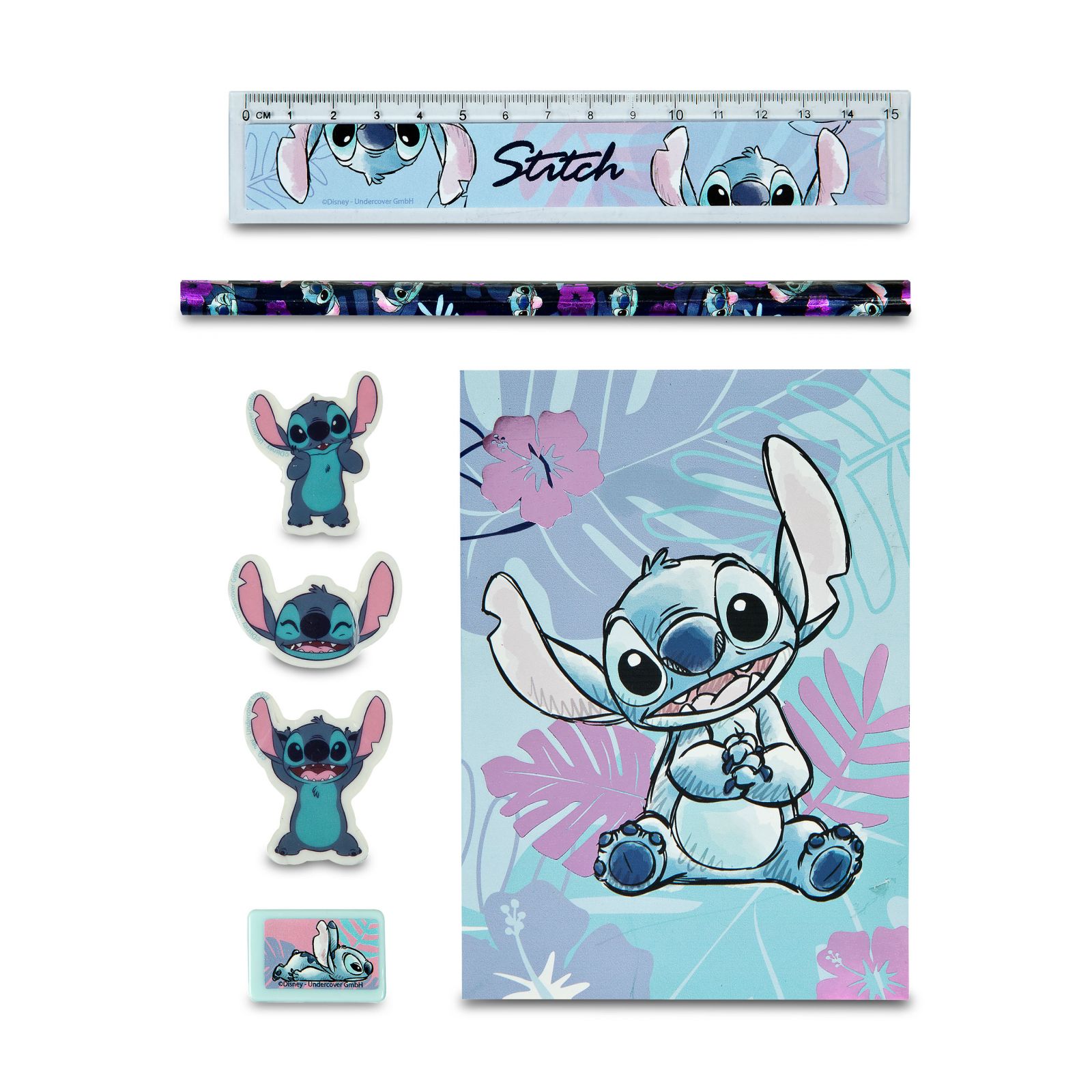 STITCH Coffret De Beauté 4 Pièces – Élastiques à Cheveux – Lot Enfant – Violet Et Multicolore