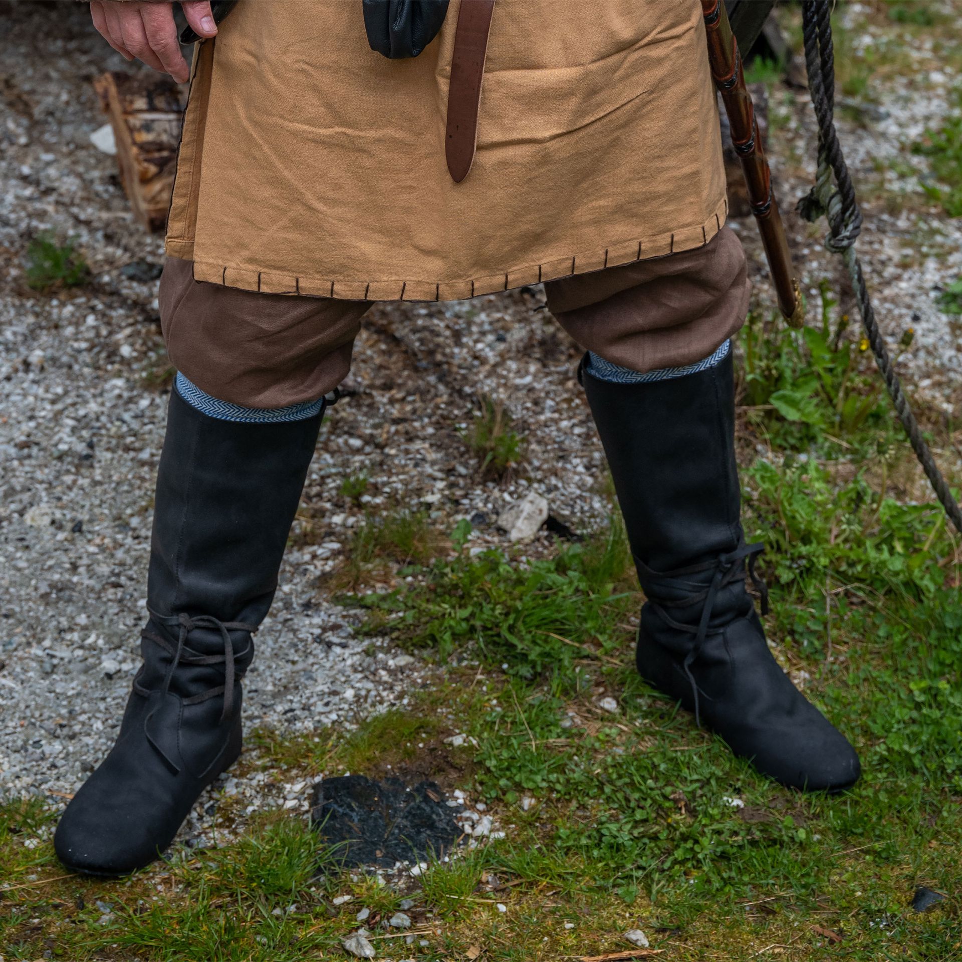 Mittelalter Halbschuhe Aus Leder – Mit Schnürung, Dunkelbraun, Für LARP & Reenactment
