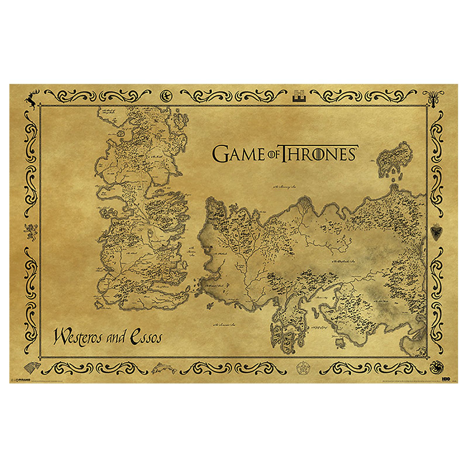 Game of Thrones Karte von Westeros und Essos Maxi Poster Elbenwald
