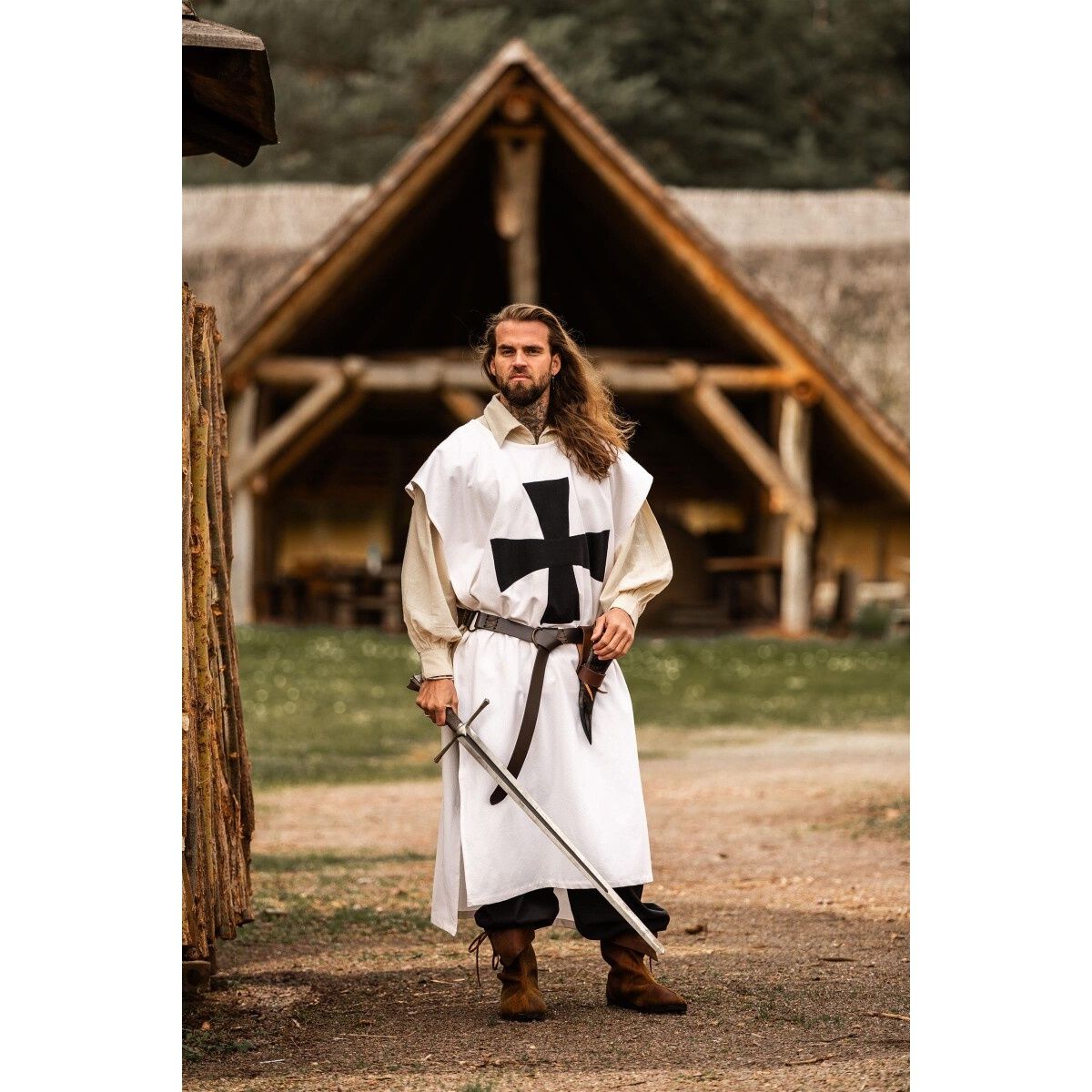 Medieval Surcoat of the Knights Templar white-black | Elbenwald