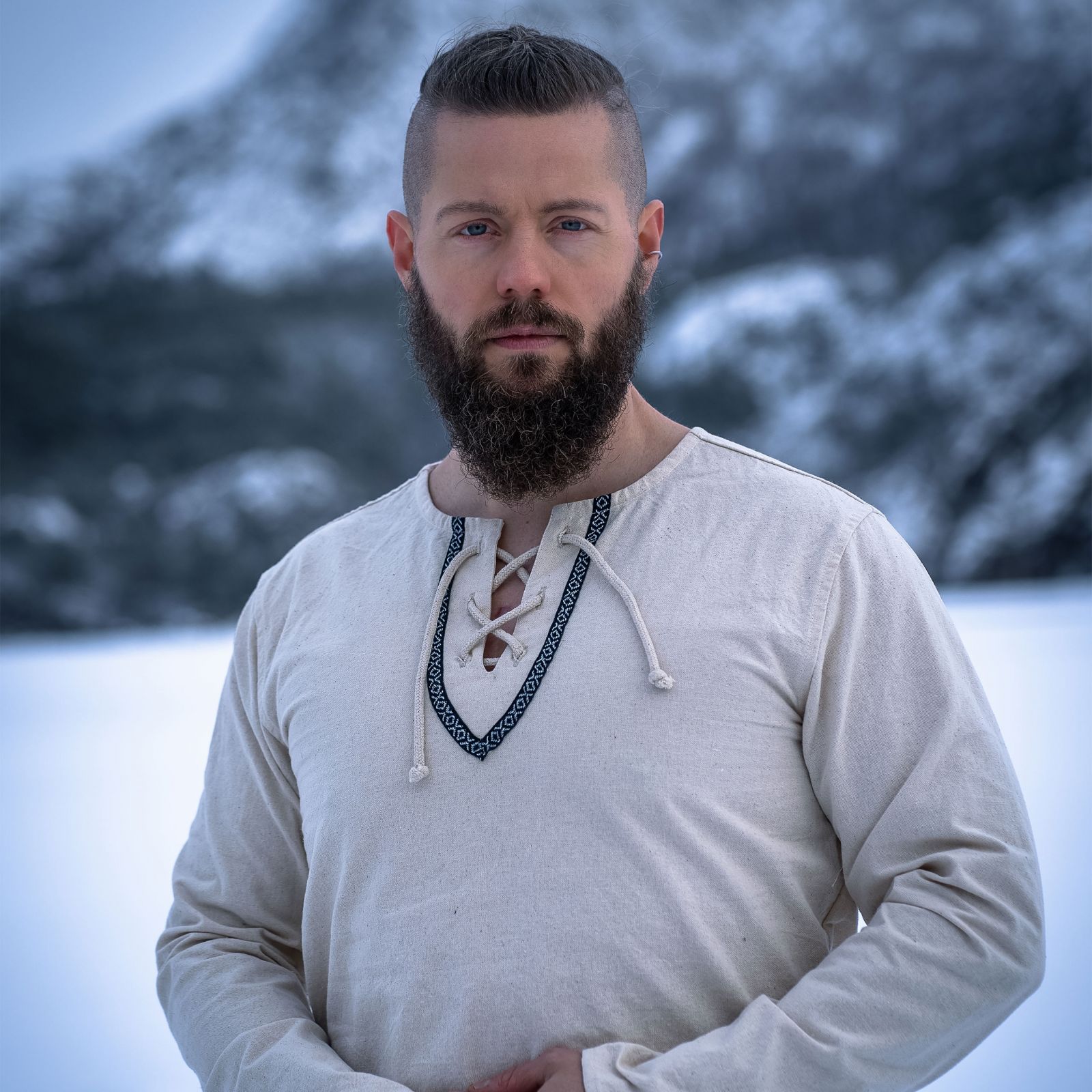 Medieval Shirt with Border Natural | Elbenwald