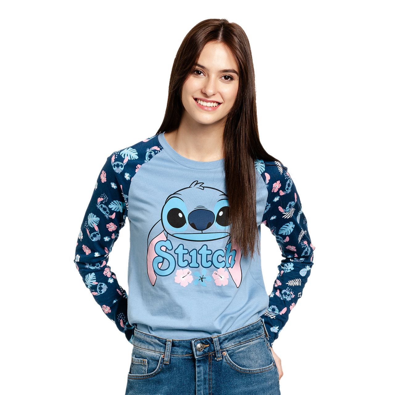 Lilo & Stitch - Weird But Cute Raglan Longsleeve Women's blue | Elbenwald