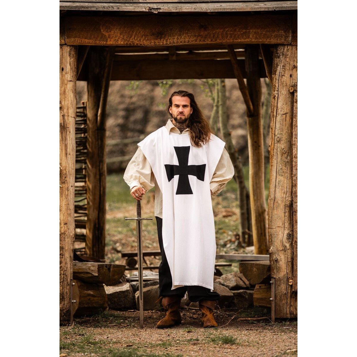 Medieval Surcoat of the Knights Templar white-black | Elbenwald